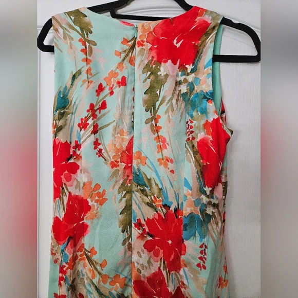 Badgley Mischka Aqua Multi Print Dress SZ 6 - Picture 9 of 12